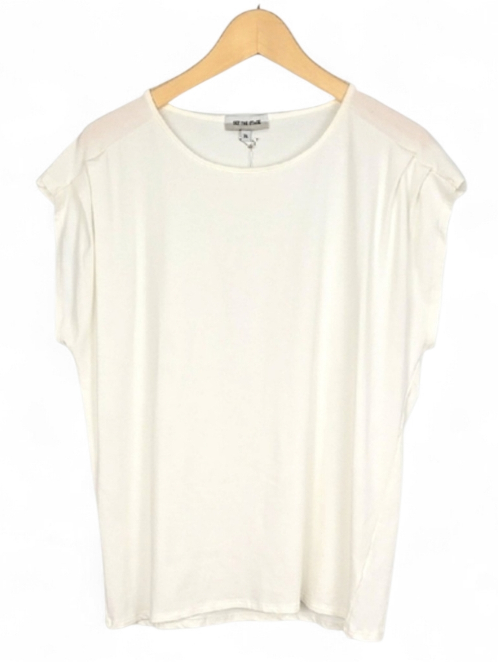 SET THE STAGE Women's White Sleeveless Top Scoop Neck Soft Stretch XL